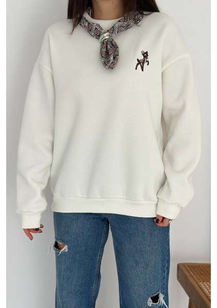 Kadın Dekoratif Yakalı Likralı Sweatshirt – Konforlu & Karakterli Stil indirimleri