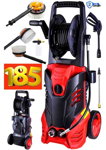 185 Bar Musluk ve Kovadan Çekme Yüksek Basınçlı Bahçe Oto Yıkama Makinesi Su Tabancası Bahçe Araba Klima Temizleme