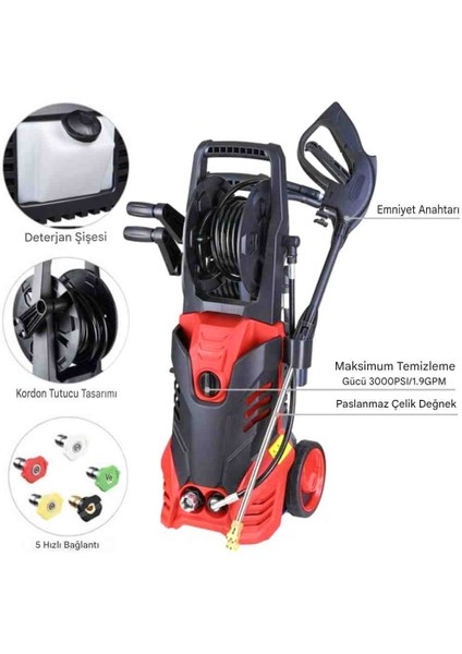 185 Bar Musluk ve Kovadan Çekme Yüksek Basınçlı Bahçe Oto Yıkama Makinesi Su Tabancası Bahçe Araba Klima Temizleme fiyatları