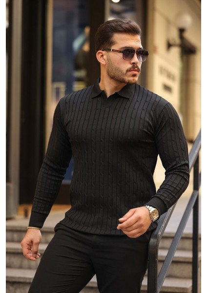 Erkek Saç Örgü Desen Uzun Kollu Triko modelleri