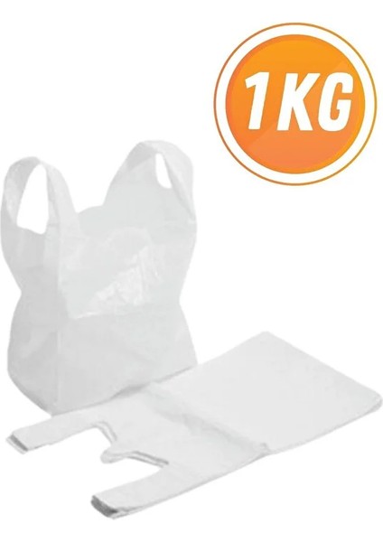 Kalın Beyaz Atlet Poşet Market Manav Poşeti Küçük Boy 25X45CM 1 kg