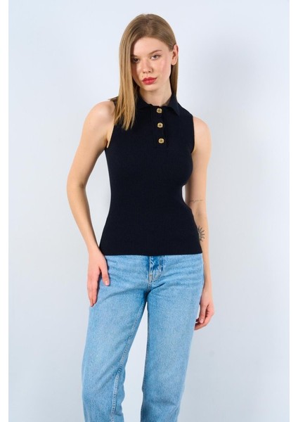 Patlı Düğmeli Triko Atlet - Beyaz Kayısı modelleri