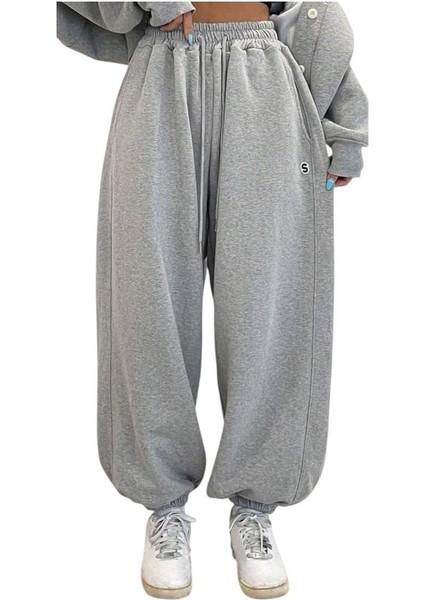 Gri Unisex Oversize Jogger Eşofman Altı