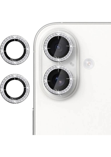 iPhone 17 ile Uyumlu Elmas Taşlı Kamera Camı Lens Koruyucu Halka Seti - FC1126