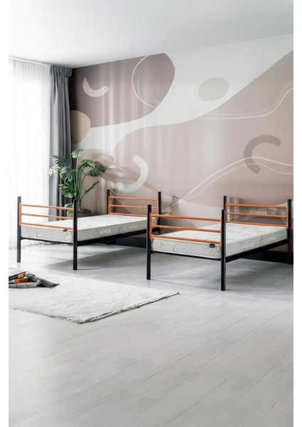 Einstein Metal Ranza + 2 Adet Bambo Yatak – 90X190 cm | Tek Kişilik Yataklı Ayrılabilir Metal Ranza modelleri