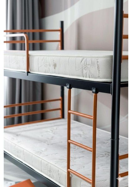 Einstein Metal Ranza + 2 Adet Bambo Yatak – 90X190 cm | Tek Kişilik Yataklı Ayrılabilir Metal Ranza indirimleri