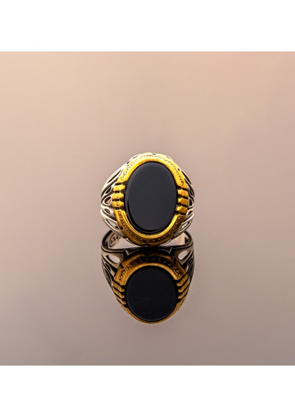 Osmanlı Stil Siyah Oniks Taşlı 925 Ayar Gümüş Erkek Yüzük – Parmağa Göre Ayarlanır 15.14 Gr”