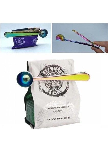 Mandallı Kahve Ölçü Kaşığı Renkli Çok Fonksiyonlu Paslanmaz Çelik Kaşık fırsatları