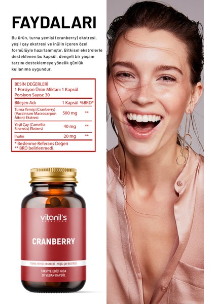 Cranberry 30 Kapsül - (Yeşil Çay Ekstresi - Inülin) fırsatları