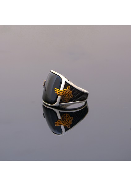 El Yapımı 925 Ayar Gümüş Siyah Oniks Taşlı Osmanlı Stil Erkek Yüzük Parmağa Göre Ayarlanır 10.95 gr modelleri