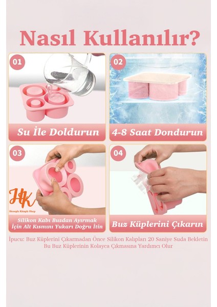 Quencher ve Iceflow Uyumlu 20-30-40 Oz Aksesuar 4 Bölmeli Kapaklı Silikon Buz Kalıbı modelleri