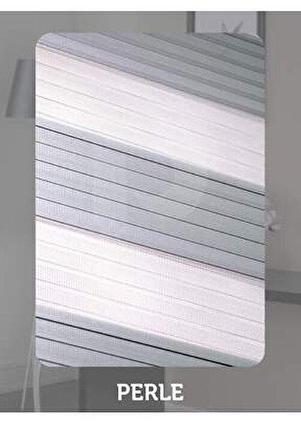 Zebra Perde Açık Gri Renk Yüksek Kalite Alüminyum Kasa Dayanıklı Polyester Kumaş