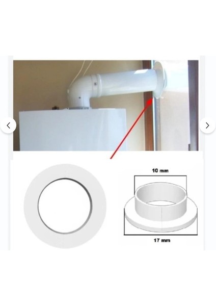 Kombi Baca Borusu Kapağı /baca Kapağı 17*10 mm 1 Adet Beyaz Renk Sert Plastik (Iki Parça Geçme)
