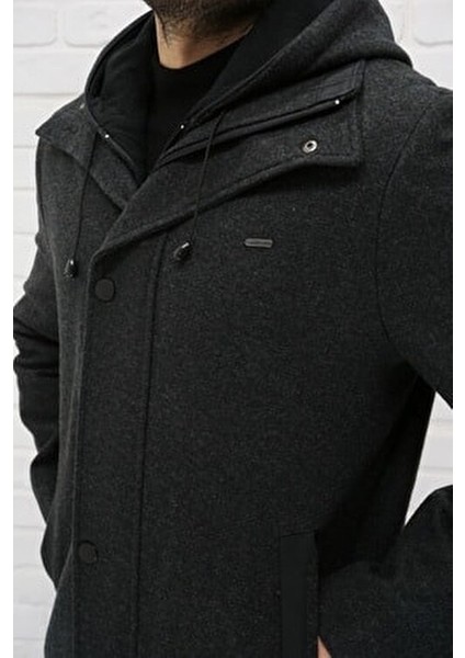 Kapüşonlu Yün Karışımlı Kaban Kadınlar İçin Casual Stil Füme Renk indirimleri