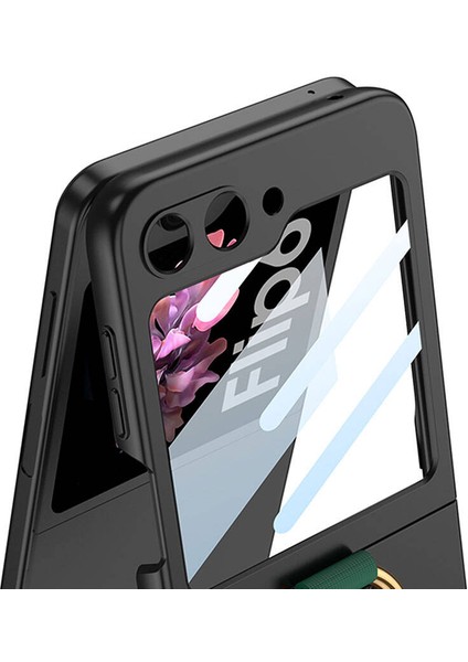 Galaxy Z Flip 6 Kılıf Kamera Korumalı Yüzüklü Tygo Flip Ring Kıpta Kapak-Pembe fiyatları