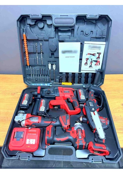 Akülü 5'li Set Kırıcı Delici Hilti Taşlama Somun Sıkma Vidalama Budama Kırmızı Renk fiyatları
