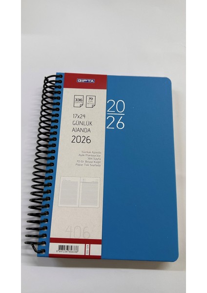 Ajanda Ajanda 2026 Sert Kapak Günlük Çizgili Beyaz Ajanda 17X24 Ajanda 406-SEK