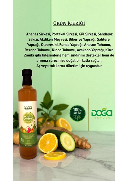 Detox Sirkesi - %100 Doğal Fermente, Toksin Atıcı 500ML Cam Şişe fiyatları