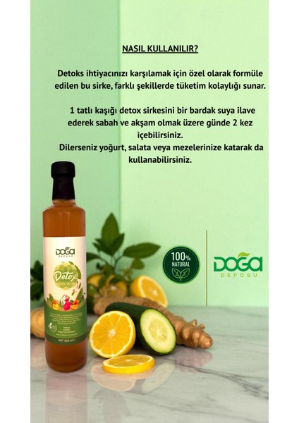 Detox Sirkesi - %100 Doğal Fermente, Toksin Atıcı 500ML Cam Şişe modelleri