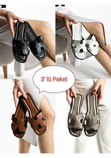 3'lü Paket Önü Yanı Açık Kadın Terlik Dış Mekan ve Ev Terliği fiyatları