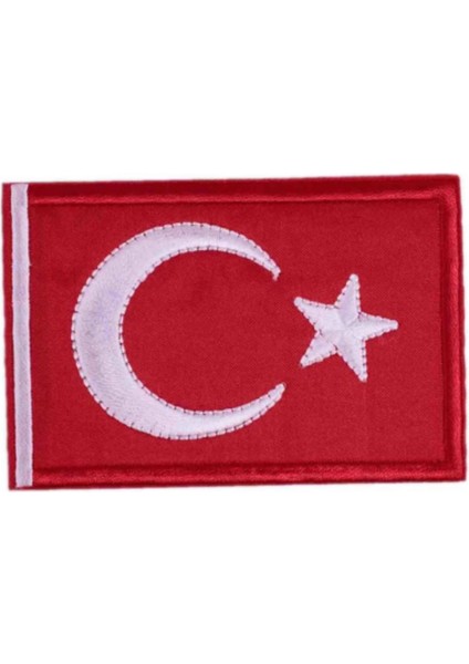 Aplike Ütü Ile Yapışan Türk Bayrağı Dikdörtgen Arma 6x4 cm