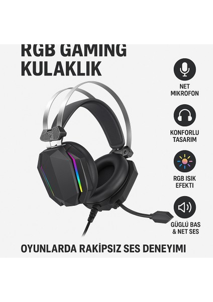 GE07 Rgb Işıklı Mikrofonlu Oyuncu Kulaklığı – 3D Surround Ses, Pc Uyumlu fiyatları