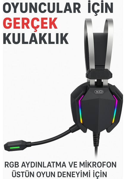 GE07 Rgb Işıklı Mikrofonlu Oyuncu Kulaklığı – 3D Surround Ses, Pc Uyumlu modelleri