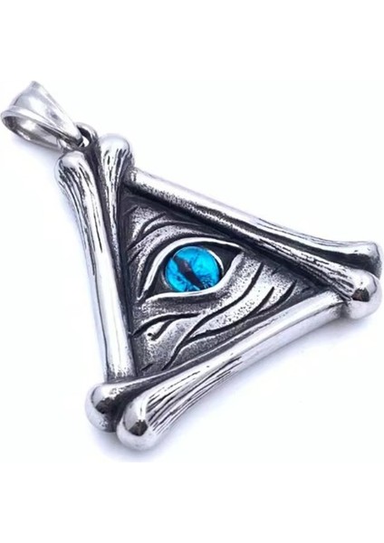 Paslanmaz Çelik Mavi Göz illuminati Üçgen Kolye fiyatları