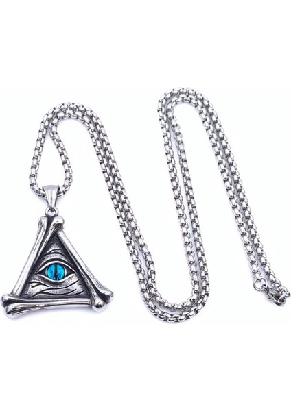 Paslanmaz Çelik Mavi Göz illuminati Üçgen Kolye fırsatları