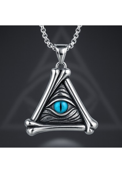 Paslanmaz Çelik Mavi Göz illuminati Üçgen Kolye indirimleri