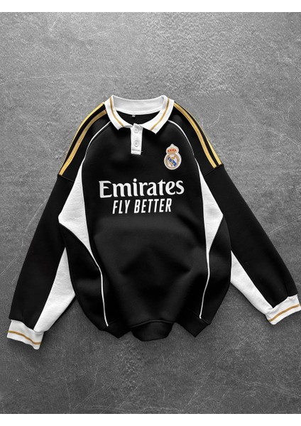 Real %100 Penye Oversize Yakalı Sweatshırt Madrid - Kaliteli Sweat fırsatları