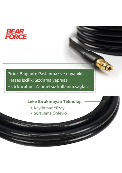 Bear Force 10 Metre Yüksek Basınçlı Yıkama Makinesi Hortumu Dayanıklı Termoplastik Örgü Takviyeli Hortum Yıkama Makinesi Hortumu modelleri