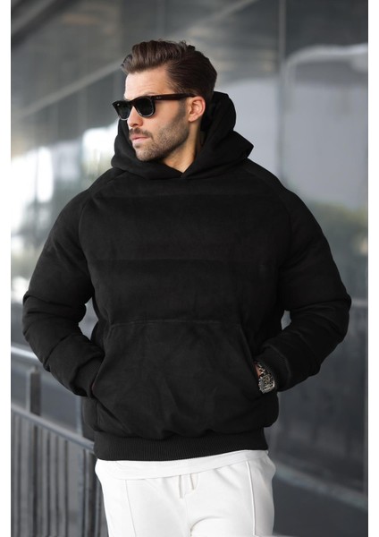 Siyah Kapüşonlu Erkek Şişme Mont 7235