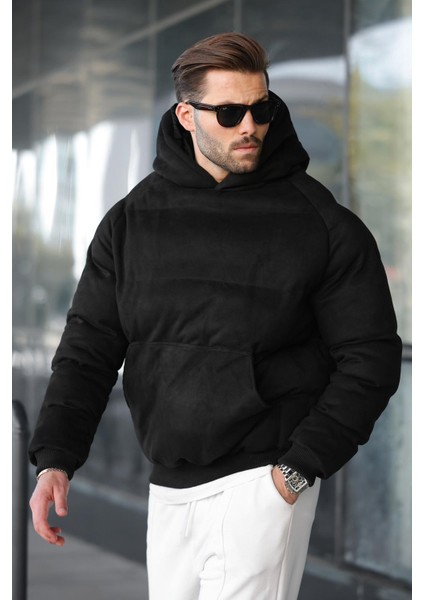 Siyah Kapüşonlu Erkek Şişme Mont 7235 fiyatları