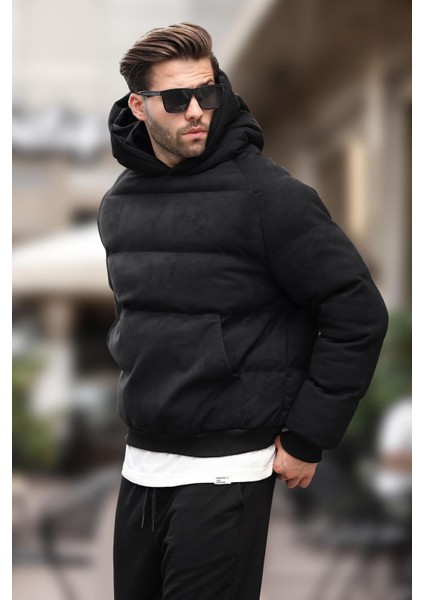 Siyah Kapüşonlu Erkek Şişme Mont 7235 indirimleri