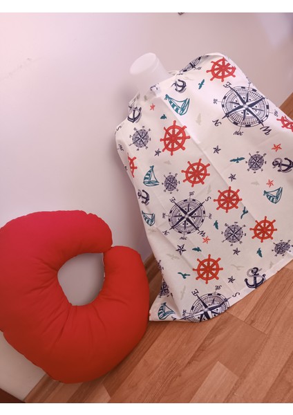 Pusulalı Düz Kırmızı 2 Parça Emzirme Seti