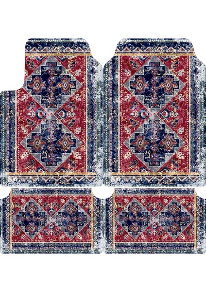 Şık ve Otantik Halı Desenli Araba Paspası – 4’lü Set