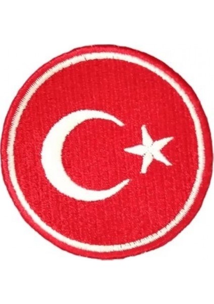 Aplike Ütü Ile Yapışan Türk Bayrağı Yuvarlak Küçük Arma 3 cm