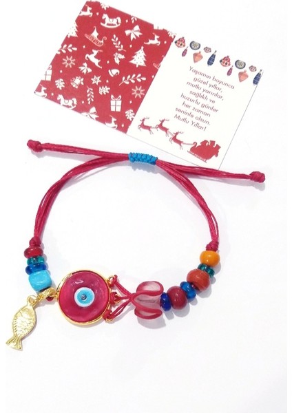 Kırmızı Murano Cam Nazar Balıklı Bodrum Cam Boncuklu Yılbaşı Bileklik indirimleri