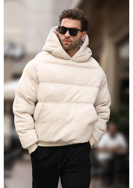 Bej Kapüşonlu Erkek Şişme Mont 7235 indirimleri