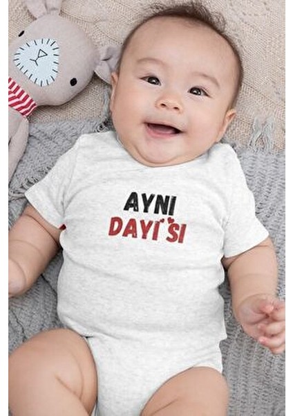 Organik %100 Pamuk Aynı Dayısı Yazılı Kısa Kollu Bebek Body Çıtçıtlı Badi Zıbın Erkek