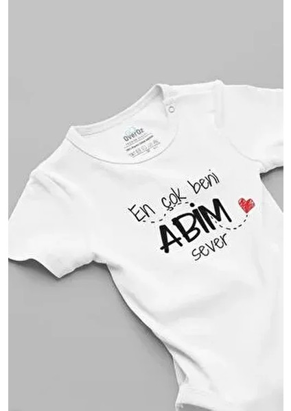 Organik %100 Pamuk En Çok Beni Abim Sever Baskılı Çıtçıtlı Bebek Body Badi Zıbın Tulum 5578