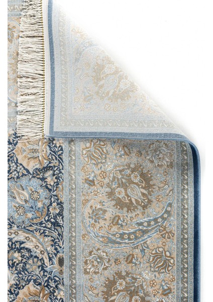 Vendome Palace 5451 Mavi Krem - Viskon Bambu Halı | Dokuma Salon Halısı fırsatları