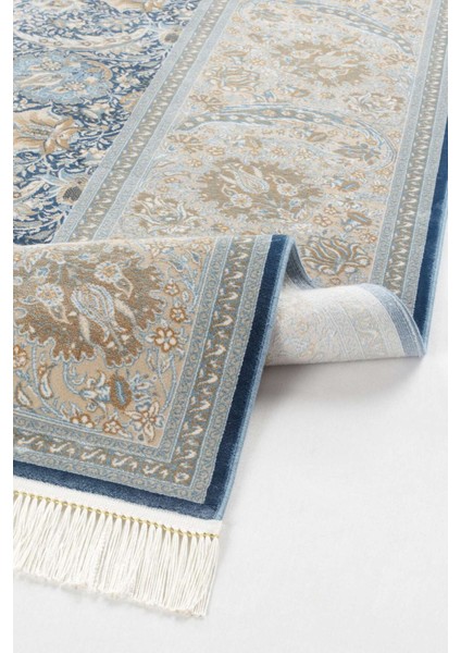 Vendome Palace 5451 Mavi Krem - Viskon Bambu Halı | Dokuma Salon Halısı indirimleri