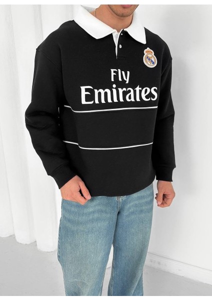 Madrid Oversize %100 Penye Kaliteli Şardonlu Kumaş Yakalı Spor Sweat modelleri