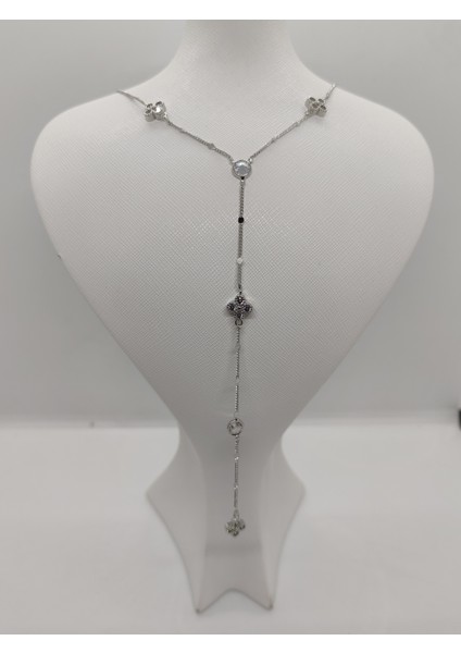 Yonca Figürlü Çelik Y Kolye Silver fiyatları