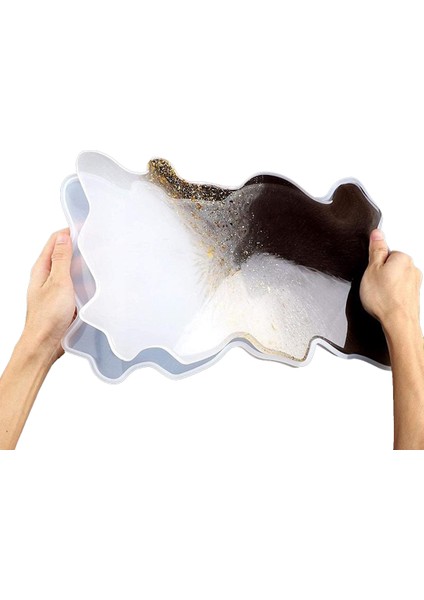 Epoksi Tepsi Kalıbı Dikdörtgen Tepsi Kalıbı Dalgalı Model Kalıbı Silikon 38.2X24.2X1.1CM modelleri