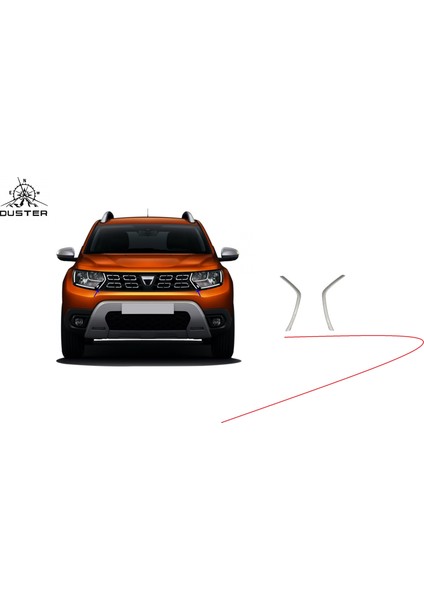 Dacia Duster Krom Ön Panjur Çıtası 2 Parça 2018 ve Sonrası