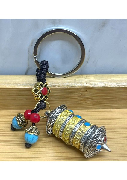 Metal Tibet Şans Çarkı Anahtarlık