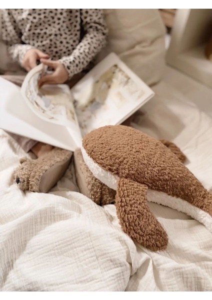Teddy Sevimli Balina Bebek Uyku Arkadaşı Kahve/beyaz 38CM
